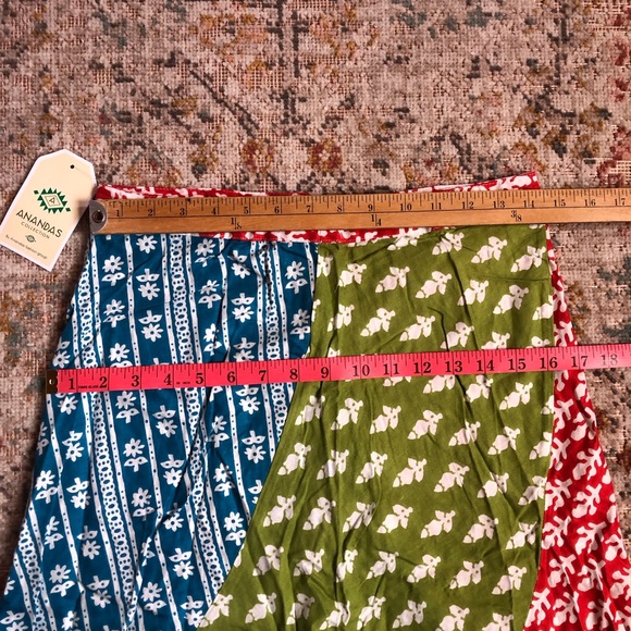 Ananda Design | Patchwork Flowy 100% Rayon Maxi Full Skirt Bohemian Festival - Picture 7 of 13